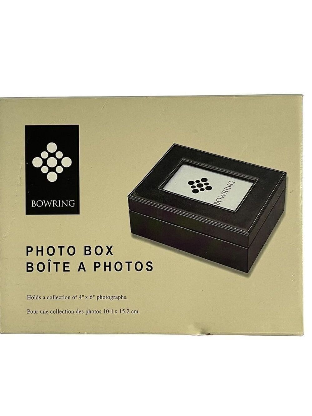 BOWRING Photo Box in Black Faux Leather 8.5 X 6.75 X 3.25 ii